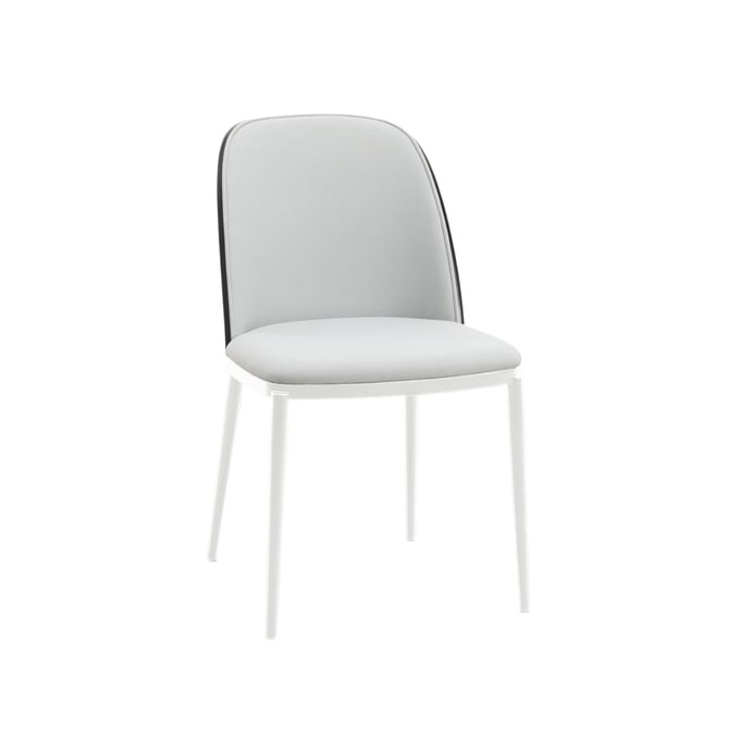 LeisureMod Tule White Black Platinum Blue Dining Side Chair with Velvet Seat LSM-TWCBL18BU