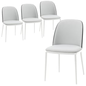 4 LeisureMod Tule White Black Platinum Blue Dining Side Chairs with Velvet ...