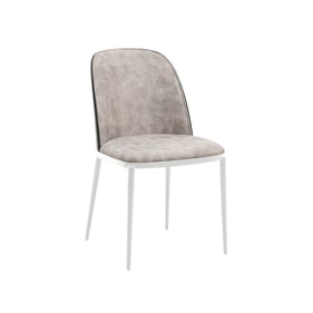 LeisureMod Tule White Black Charcoal Dining Side Chair with Fabric Seat