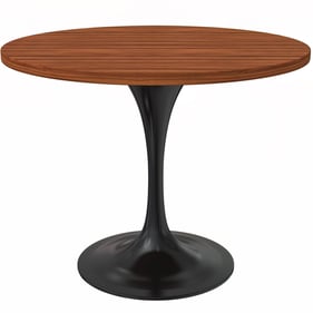 LeisureMod Verve Black Cognac Brown MDF 36 Inch Dining Table