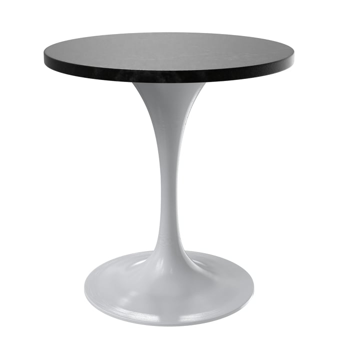 LeisureMod Verve White Black 27 Inch Round Dining Table LSM-VT20W-27BLM