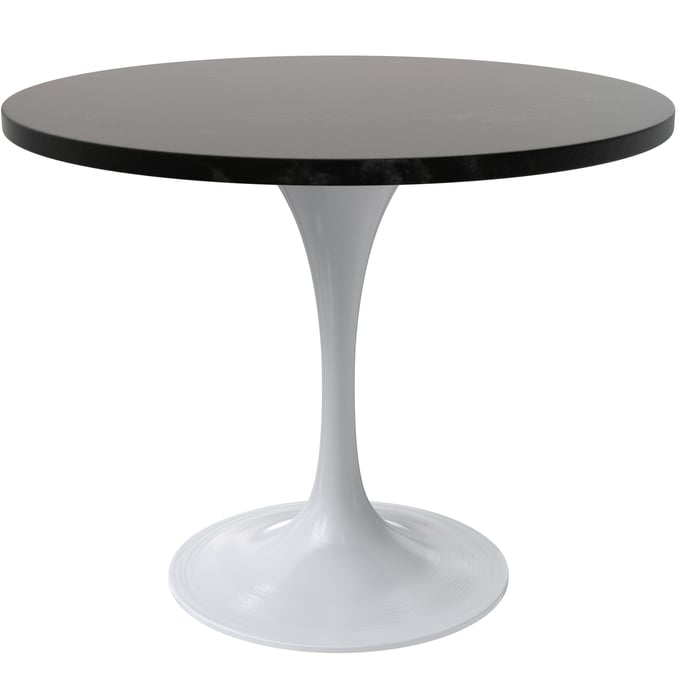 LeisureMod Verve White Black 36 Inch Round Dining Table LSM-VT20W-36BLM