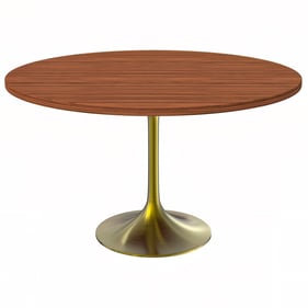 LeisureMod Verve Gold Cognac Brown 48 Inch Dining Table