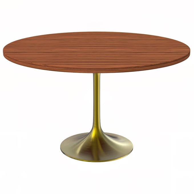 LeisureMod Verve Gold Cognac Brown 48 Inch Dining Table LSM-VT23BG-48CBR