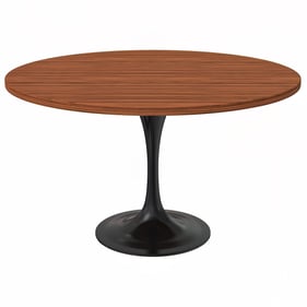 LeisureMod Verve Black Cognac Brown MDF 48 Inch Dining Table