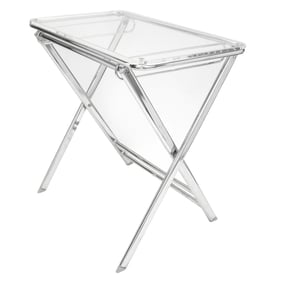 LeisureMod Victorian Clear Foldable End Side Table Tray