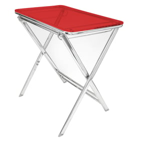 LeisureMod Victorian Red Foldable End Side Table Tray