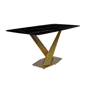 LeisureMod Voren Black Gold Dining Table