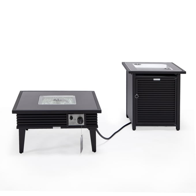 LeisureMod Walbrooke Black Patio Square Fire Pit and Tank Holder with Slats LSM-WBLS-27-20-GL