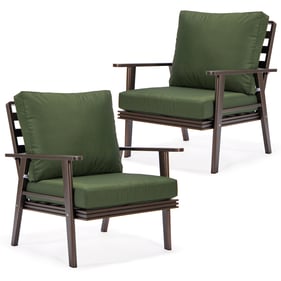 2 LeisureMod Walbrooke Green Brown Patio Arm Chairs