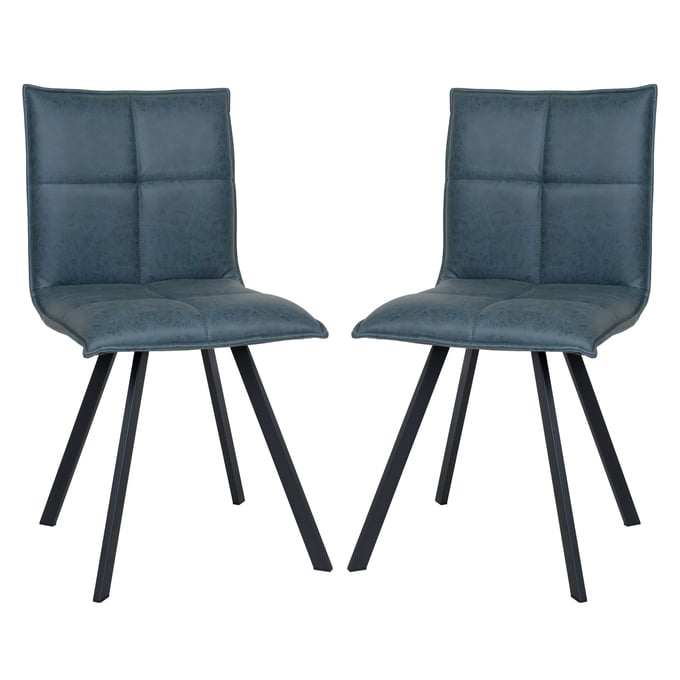 2 LeisureMod Wesley Peacock Blue Leather Dining Chairs LSM-WC18BU2