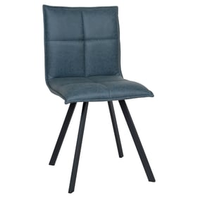 LeisureMod Wesley Peacock Blue Leather Dining Chair