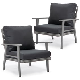 2 LeisureMod Walbrooke Charcoal Grey Patio Arm Chairs