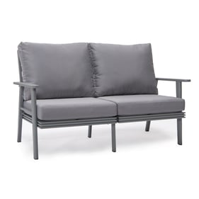 LeisureMod Walbrooke Grey Outdoor Patio Loveseat