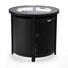 LeisureMod Walbrooke Black Patio Round Tank Holder with Slats