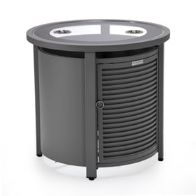 LeisureMod Walbrooke Grey Patio Round Tank Holder with Slats