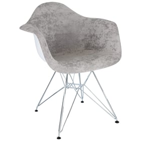 LeisureMod Willow Cloudy Gray Velvet Eiffel Metal Base Accent Chair