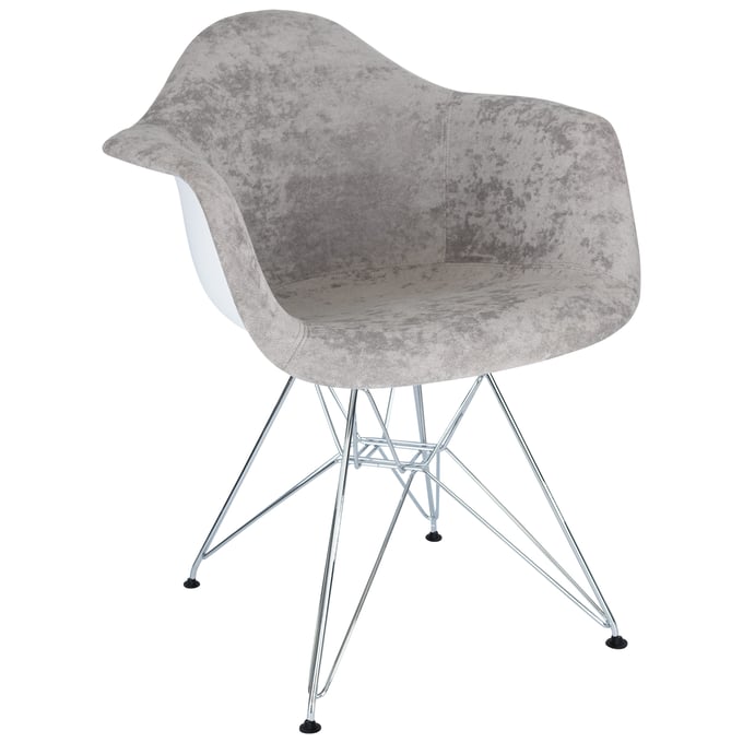 LeisureMod Willow Cloudy Gray Velvet Eiffel Metal Base Accent Chair LSM-WM24VGR