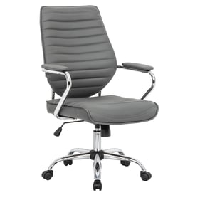 LeisureMod Winchester Home Grey Leather Office Chair