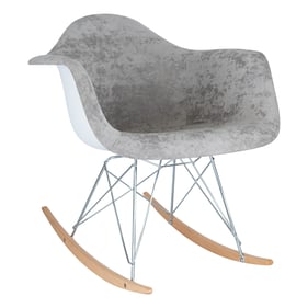 LeisureMod Wilson Cloudy Gray Velvet Rocking Chair