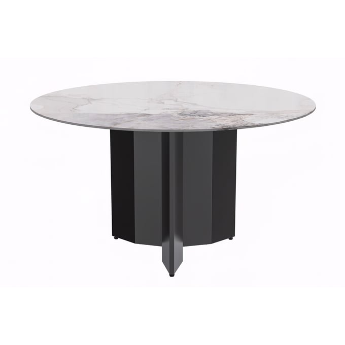 LeisureMod Zevro White Grey Round Dining Table LSM-ZRBL-60CG-S