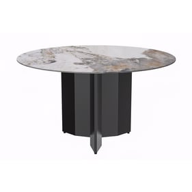 LeisureMod Zevro Medium Grey Round Dining Table