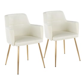 2 LumiSource Andrew Gold Cream Dining Chairs