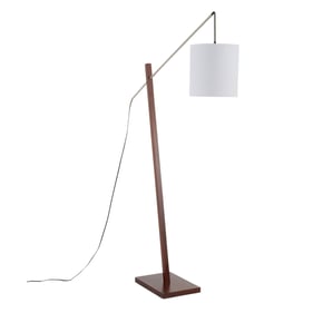 LumiSource Arturo Walnut White Floor Lamp