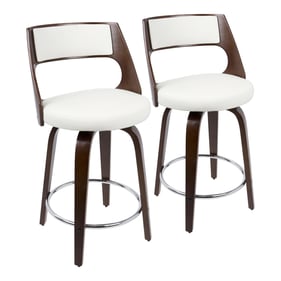 2 LumiSource Cecina Cherry White Swivel Counter Stools