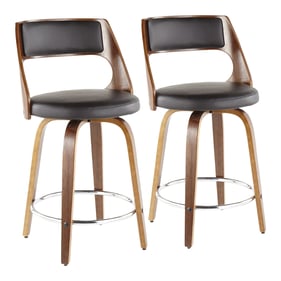 2 LumiSource Cecina Walnut Brown Swivel Counter Stools