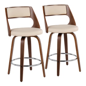 2 LumiSource Cecina Walnut Cream Swivel Counter Stools