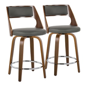 2 LumiSource Cecina Grey 24 Inch Swivel Counter Stools