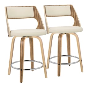 2 LumiSource Cecina Cream 24 Inch Swivel Counter Stools