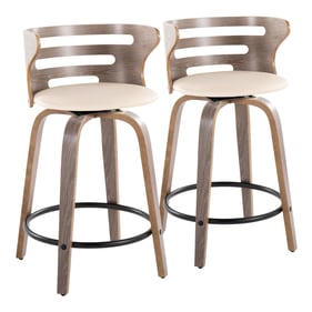 2 LumiSource Cosini Cream 24 Inch Swivel Counter Stools