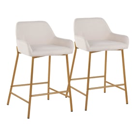 2 LumiSource Daniella Gold Cream Fabric Counter Stools