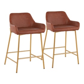 2 LumiSource Daniella Gold Camel PU Counter Stools