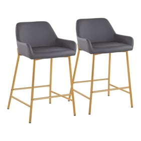 2 LumiSource Daniella Gold Grey PU Counter Stools