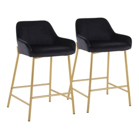 2 LumiSource Daniella Gold Black Velvet Counter Stools