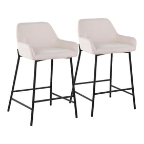 2 LumiSource Daniella Black Cream Fabric Counter Stools