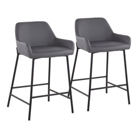 2 LumiSource Daniella Black Grey PU Counter Stools