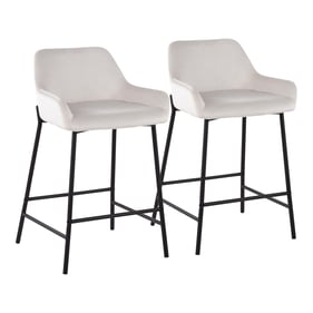 2 LumiSource Daniella Black White Velvet Counter Stools