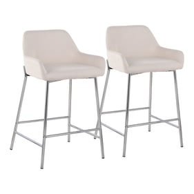 2 LumiSource Daniella Chrome Cream Fabric Counter Stools