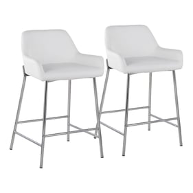 2 LumiSource Daniella Chrome White PU Counter Stools