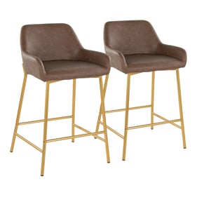 2 LumiSource Daniella Gold Espresso 24 Inch Counter Stools