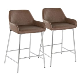 2 LumiSource Daniella Chrome Espresso 24 Inch Counter Stools