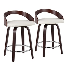 2 LumiSource Grotto Cherry White Swivel Counter Stools