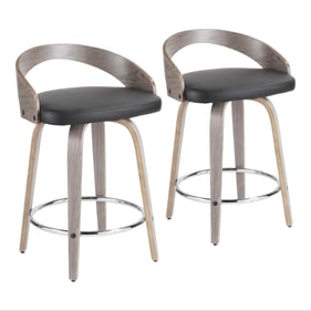 2 LumiSource Grotto Light Grey Black Swivel Counter Stools