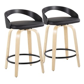 2 LumiSource Grotto Natural Black 24 Inch Swivel Counter Stools