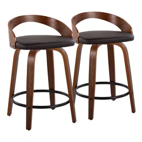 2 LumiSource Grotto Walnut Brown 24 Inch Swivel Counter Stools