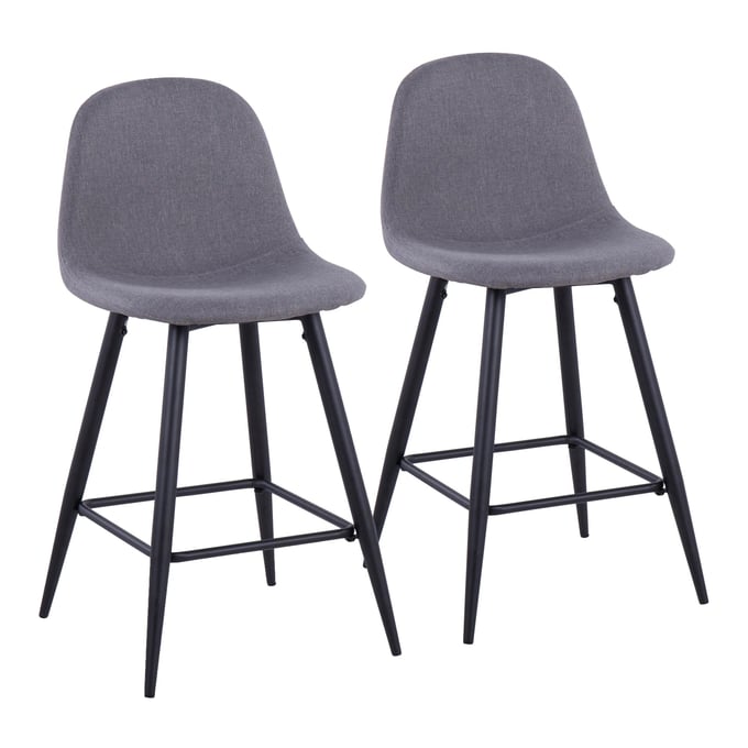 2 LumiSource Pebble Black Charcoal Counter Stools LUMI-B24-PEB-BKCHAR2